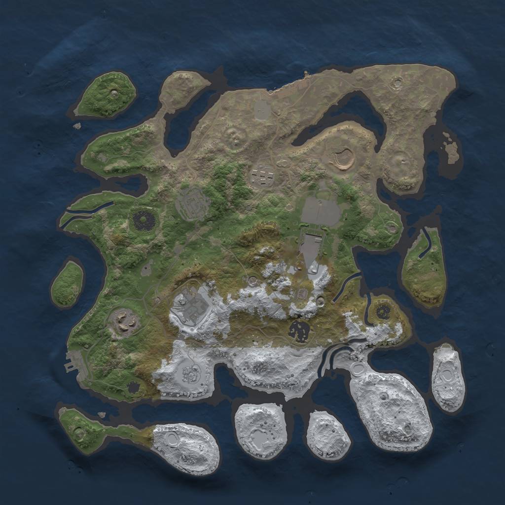 Rust Map: Procedural Map, Size: 3500, Seed: 6263985, 16 Monuments