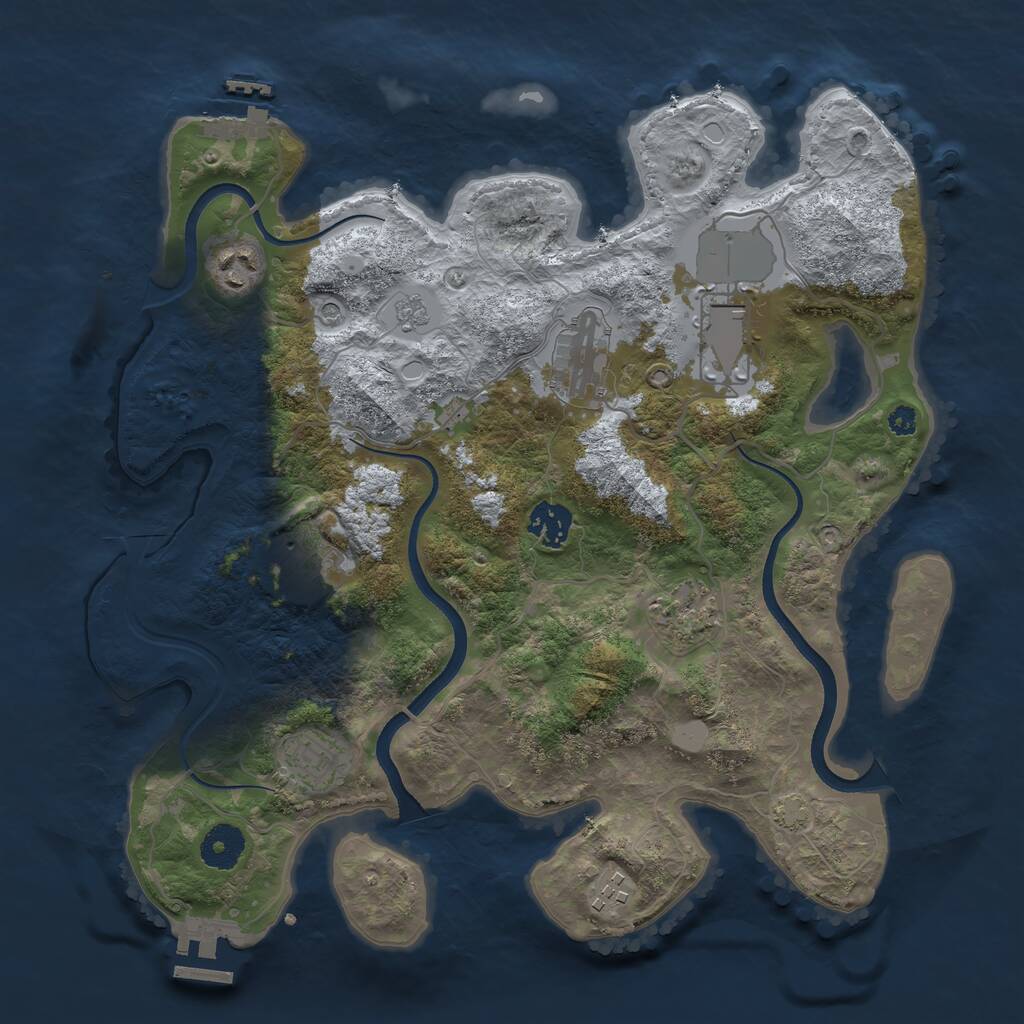 Rust Map: Procedural Map, Size: 3500, Seed: 5721585, 14 Monuments