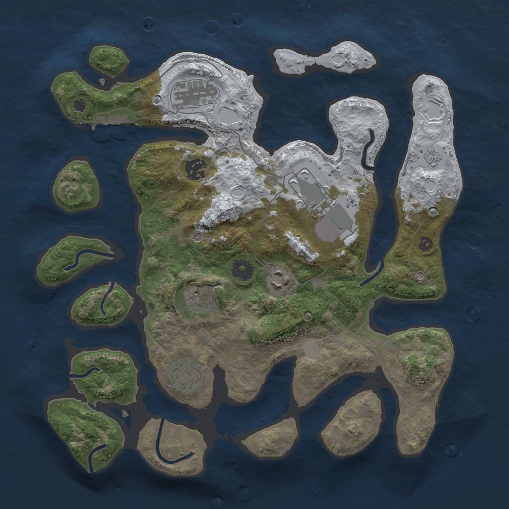 Rust Map: Procedural Map, Size: 3550, Seed: 220475, 14 Monuments