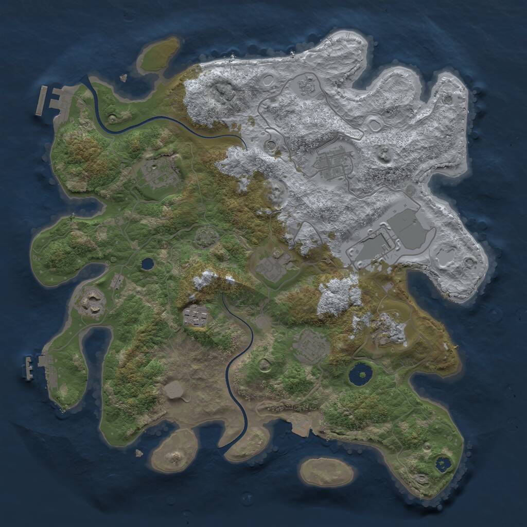 Rust Map: Procedural Map, Size: 3500, Seed: 1226764, 14 Monuments