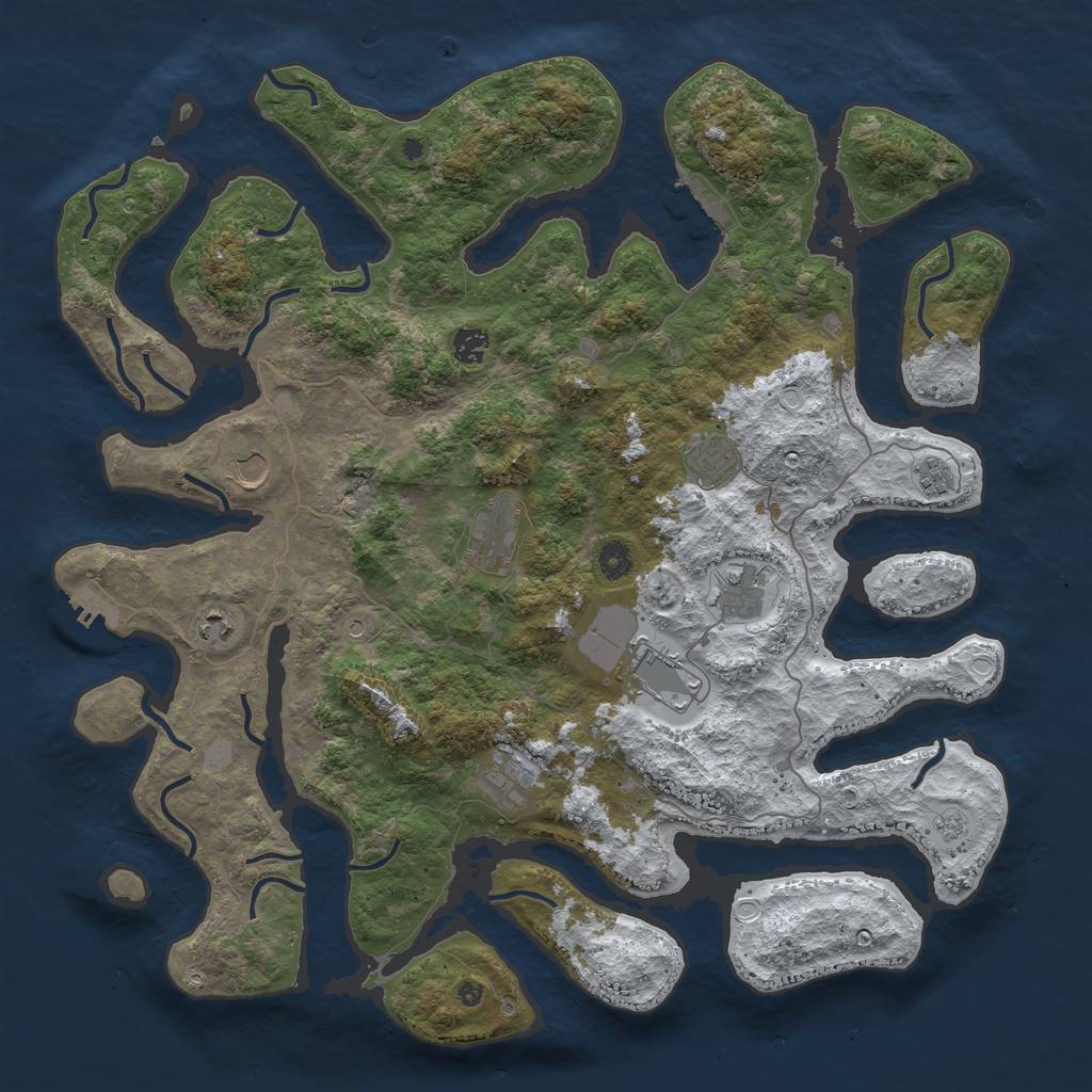 Rust Map: Procedural Map, Size: 4500, Seed: 3972010, 18 Monuments