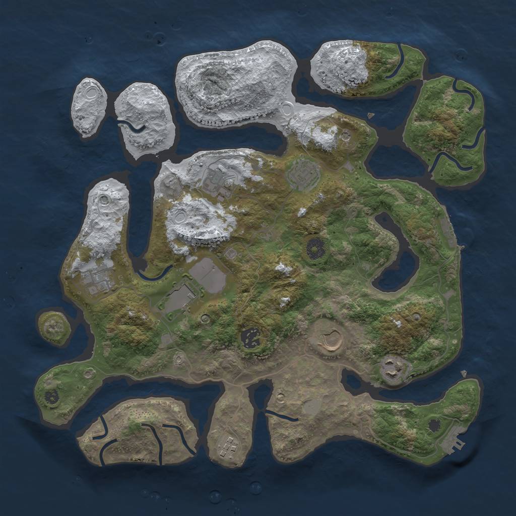 Rust Map: Procedural Map, Size: 3700, Seed: 3220615, 16 Monuments
