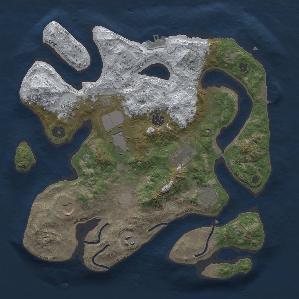 Rust Map: Procedural Map, Size: 3550, Seed: 309603, 16 Monuments