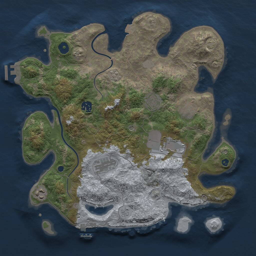 Rust Map: Procedural Map, Size: 3500, Seed: 4211134, 13 Monuments