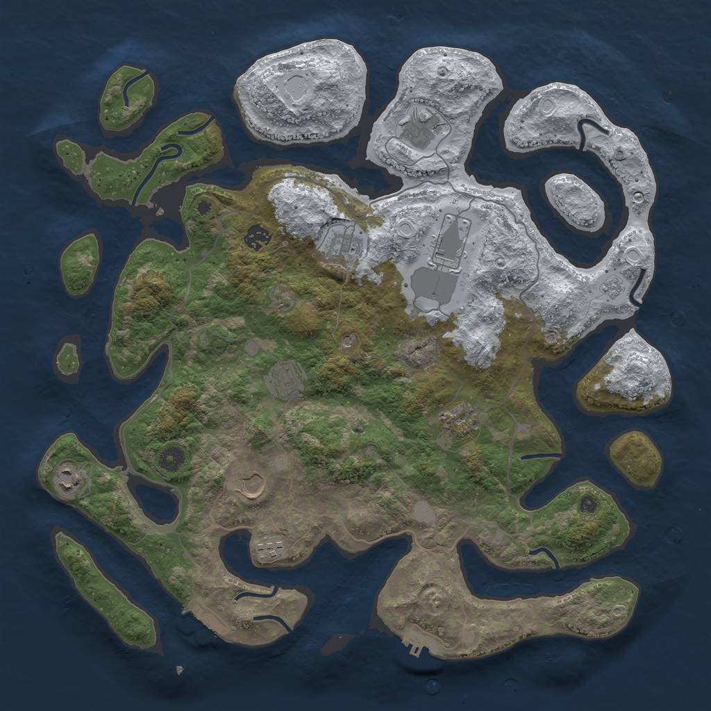 Rust Map: Procedural Map, Size: 4250, Seed: 3037164, 18 Monuments