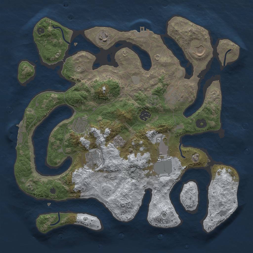 Rust Map: Procedural Map, Size: 3600, Seed: 1392951067, 17 Monuments