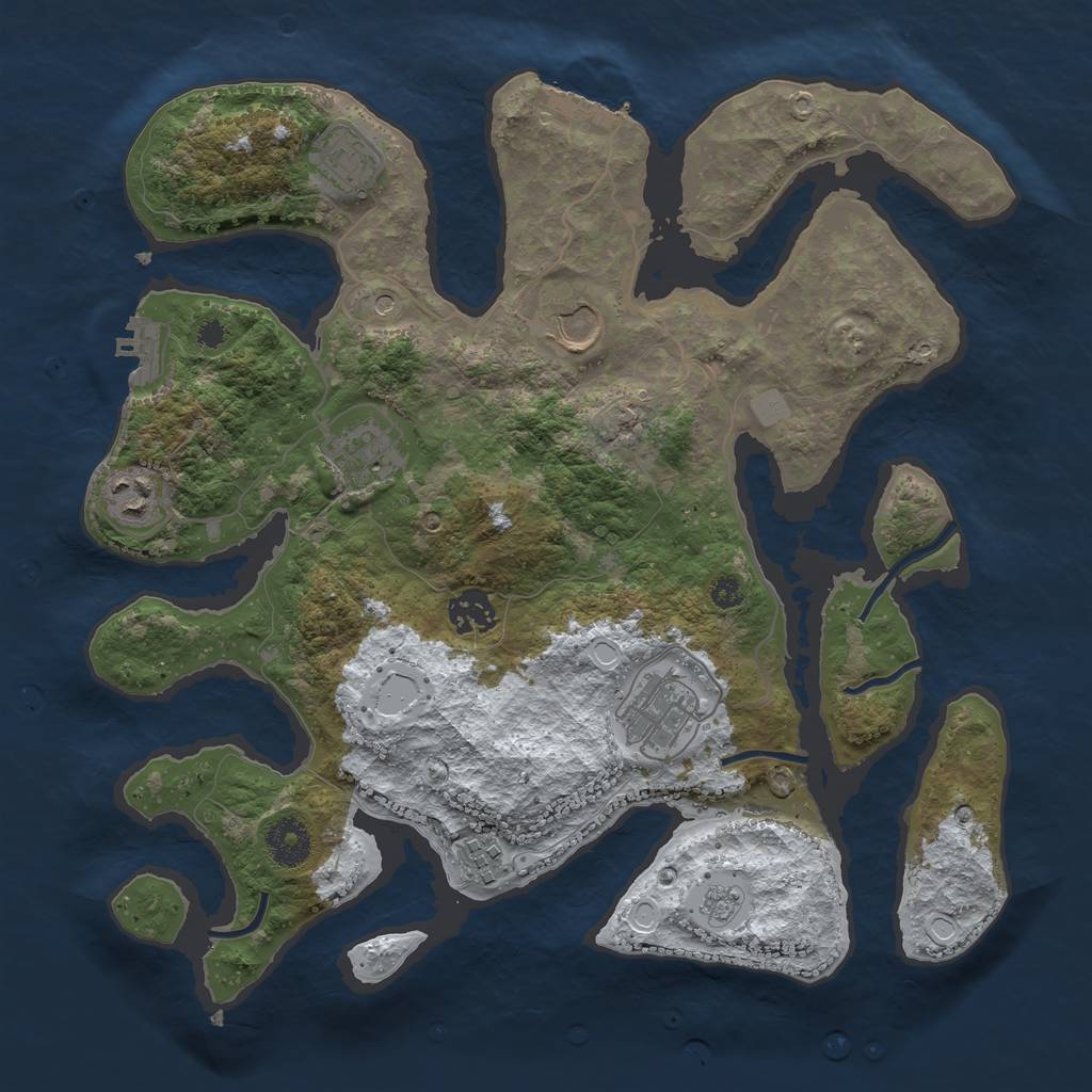 Rust Map: Procedural Map, Size: 3500, Seed: 2717084, 16 Monuments
