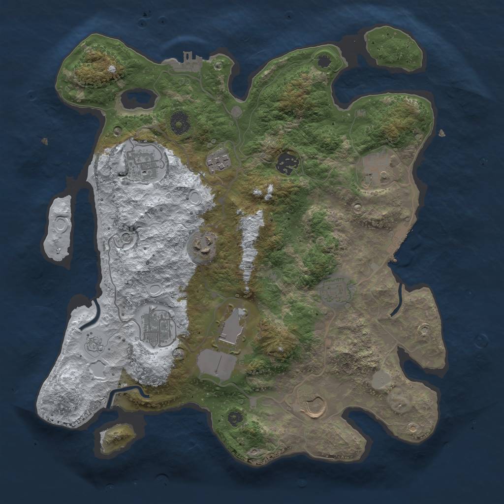 Rust Map: Procedural Map, Size: 3500, Seed: 917904, 18 Monuments
