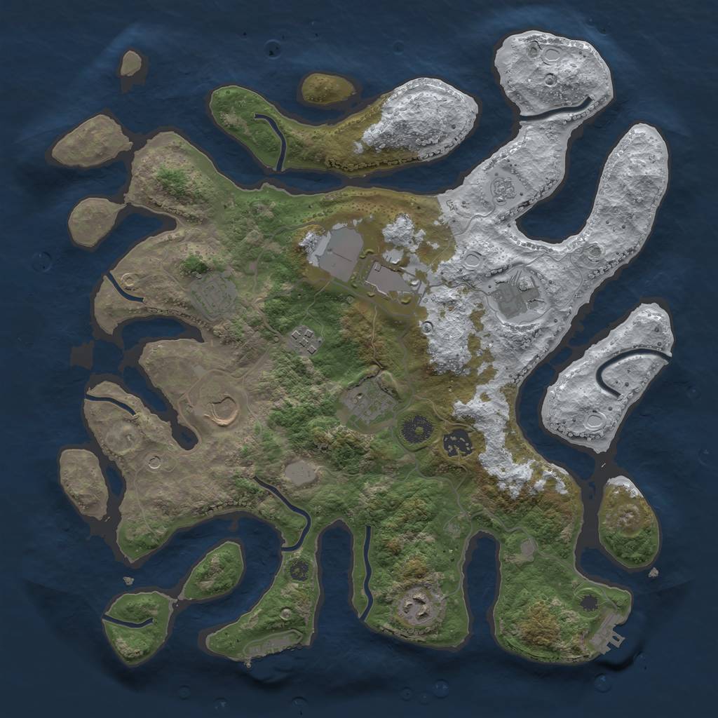 Rust Map: Procedural Map, Size: 3700, Seed: 1085435, 17 Monuments