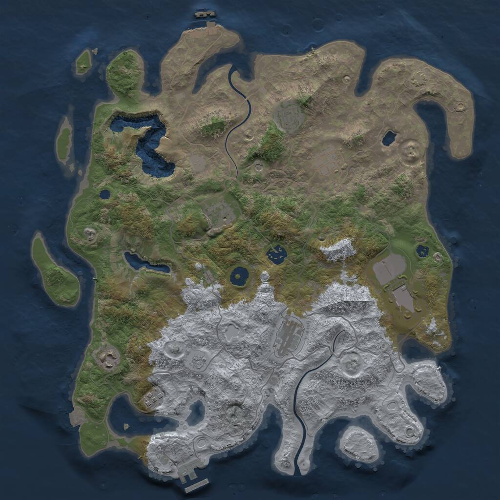 Rust Map: Procedural Map, Size: 4000, Seed: 3563, 14 Monuments