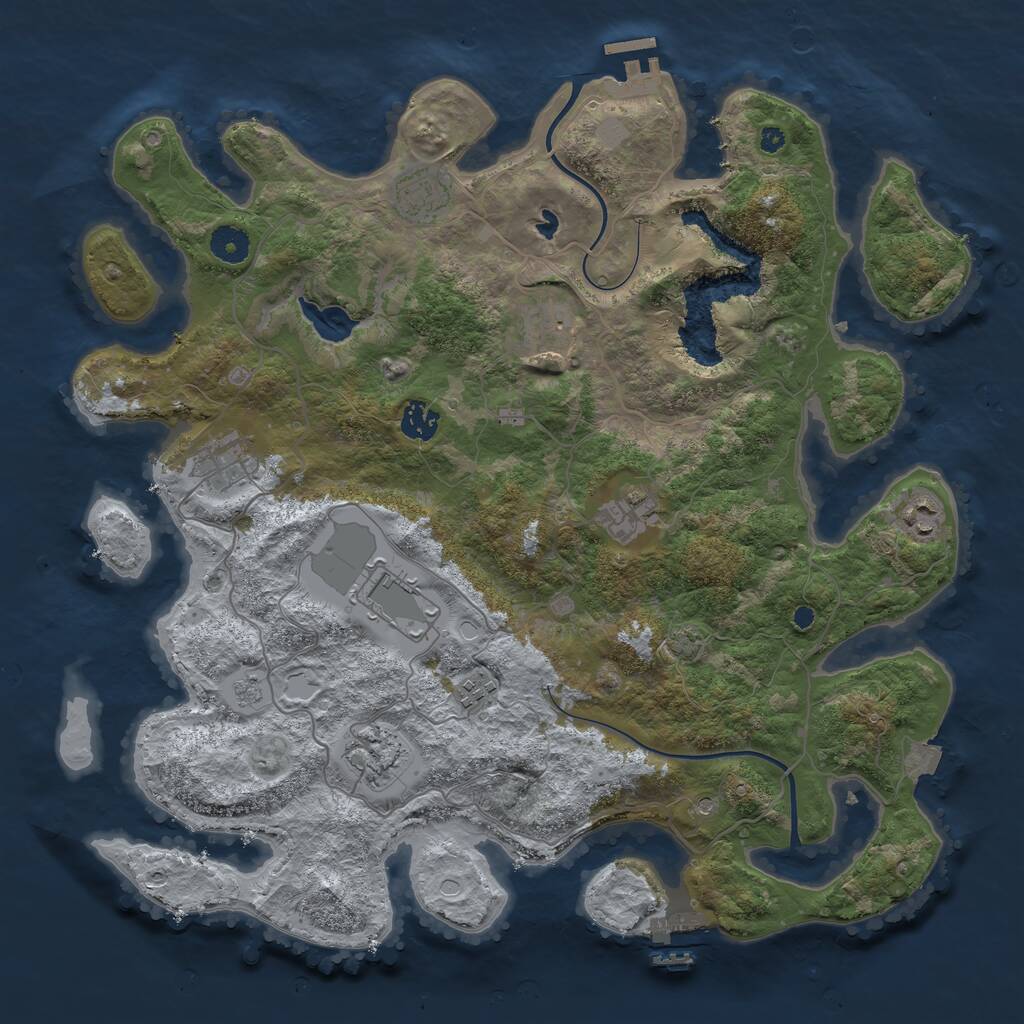 Rust Map: Procedural Map, Size: 4000, Seed: 5665, 15 Monuments