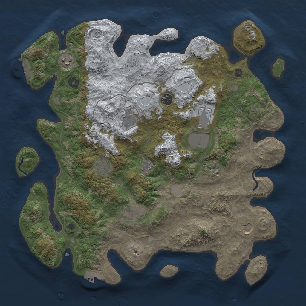 Rust Map: Procedural Map, Size: 4000, Seed: 930293, 18 Monuments