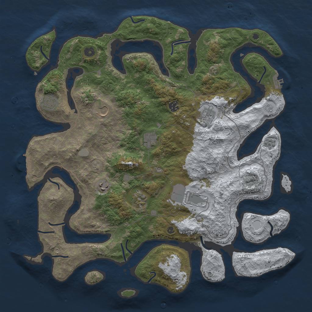 Rust Map: Procedural Map, Size: 4500, Seed: 71430, 18 Monuments