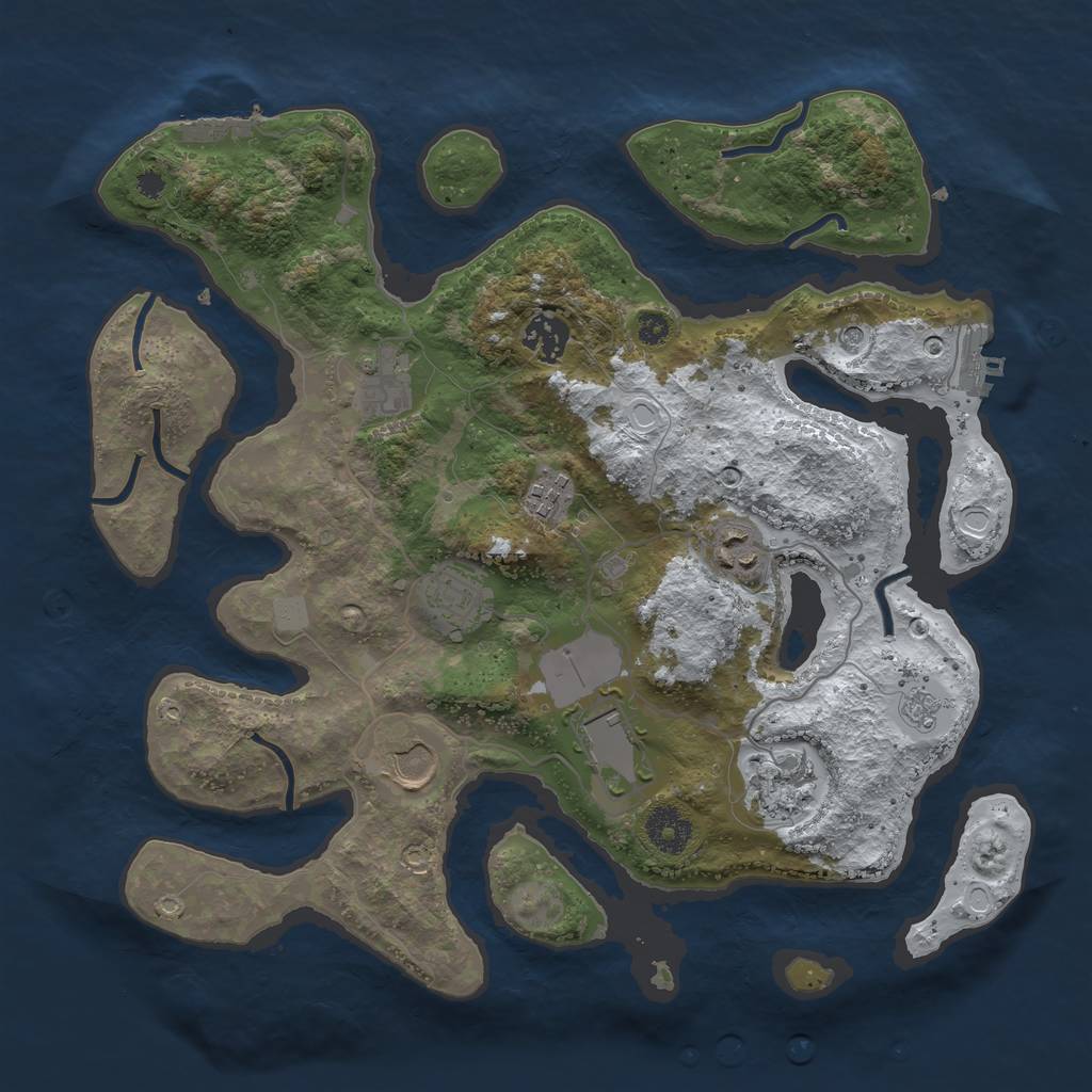 Rust Map: Procedural Map, Size: 3500, Seed: 3345520, 17 Monuments