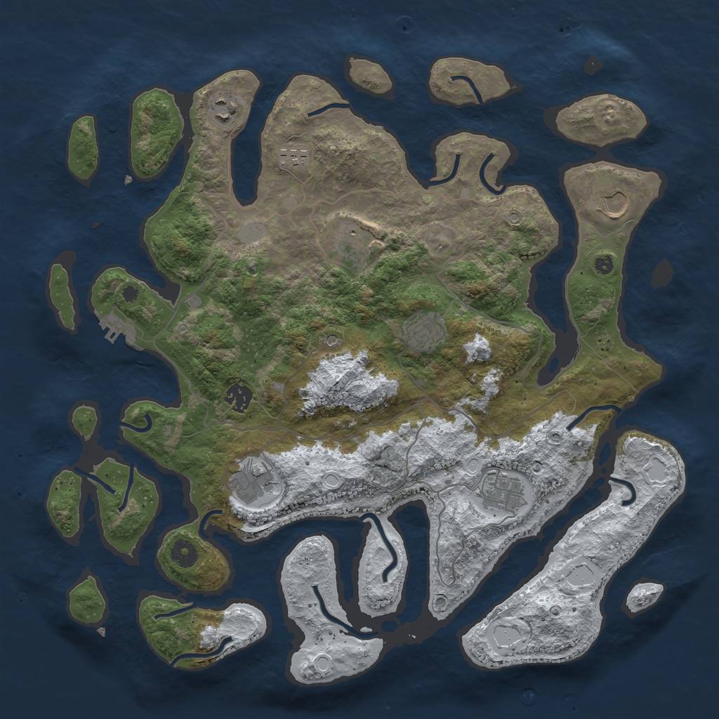 Rust Map: Procedural Map, Size: 4000, Seed: 876532, 15 Monuments