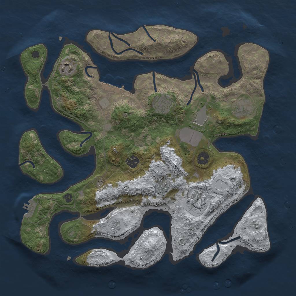 Rust Map: Procedural Map, Size: 3500, Seed: 1198677, 16 Monuments