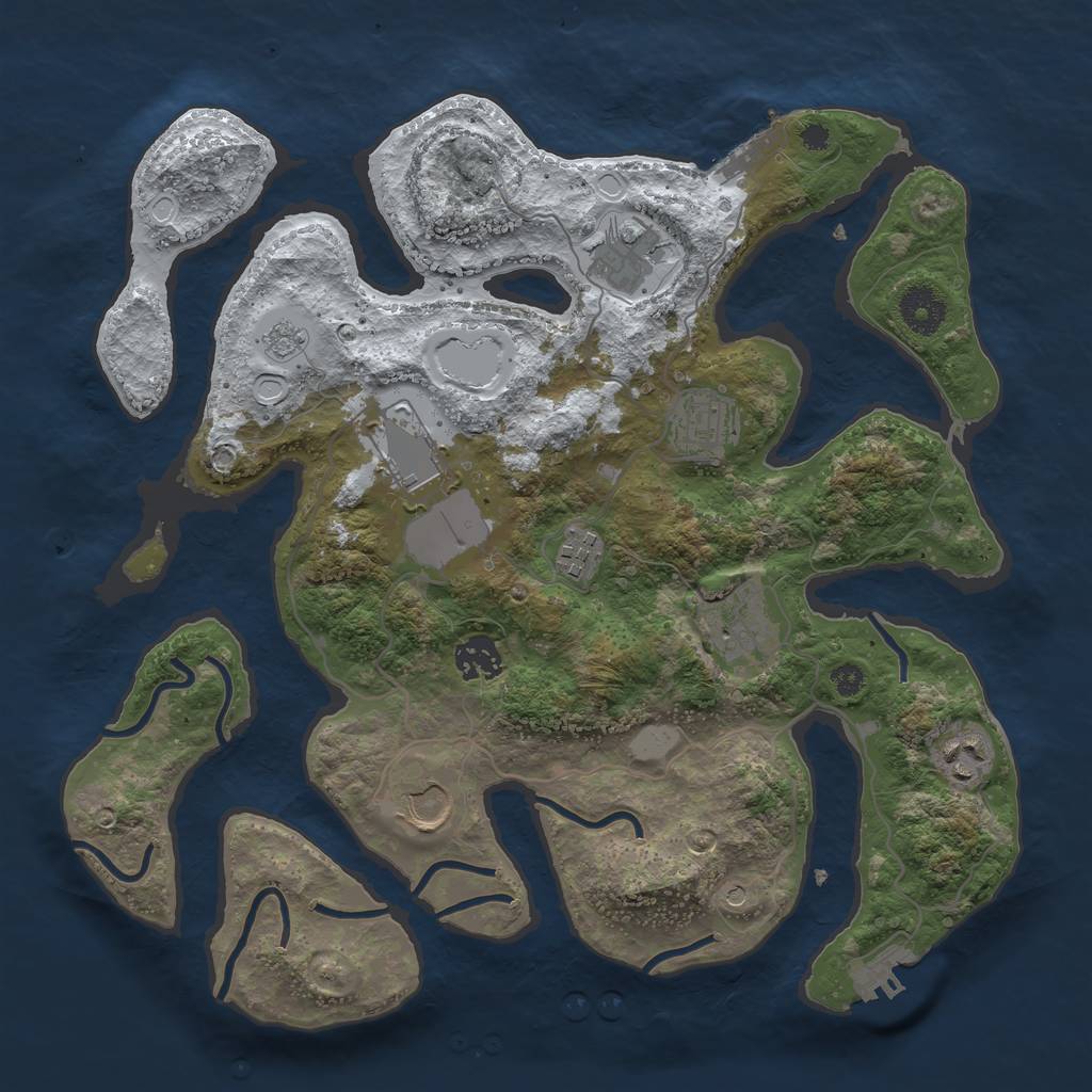 Rust Map: Procedural Map, Size: 3500, Seed: 6367725, 17 Monuments