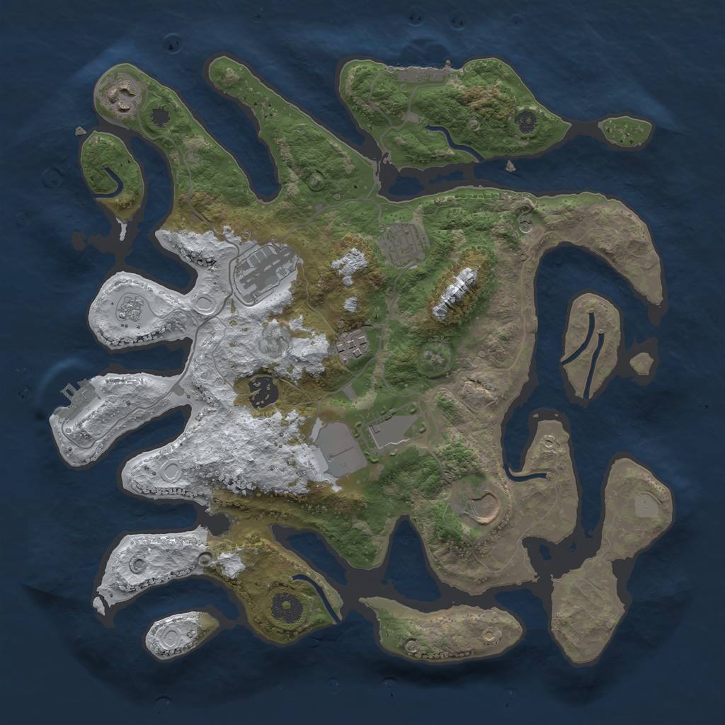 Rust Map: Procedural Map, Size: 3500, Seed: 5306579, 16 Monuments