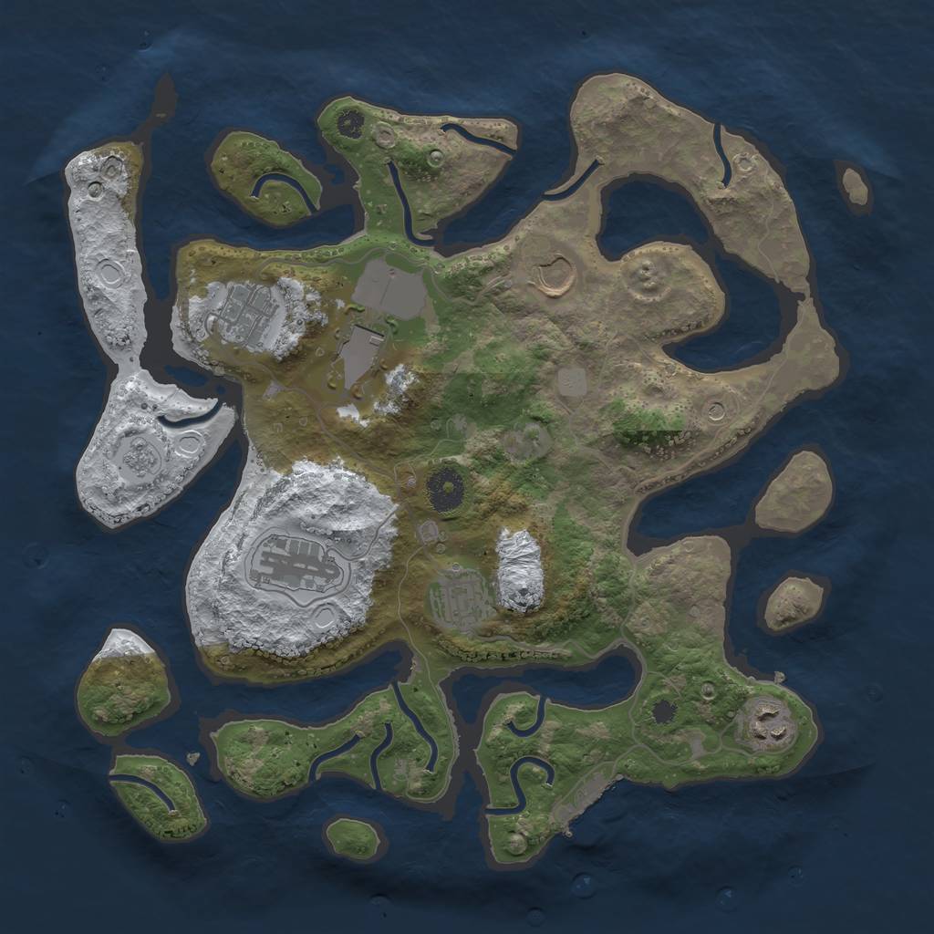 Rust Map: Procedural Map, Size: 3500, Seed: 958467, 14 Monuments