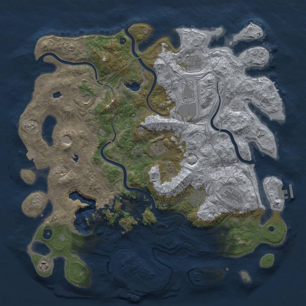 Rust Map: Procedural Map, Size: 4500, Seed: 3498873, 14 Monuments