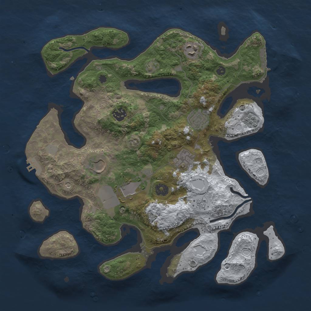 Rust Map: Procedural Map, Size: 3500, Seed: 643042705, 16 Monuments