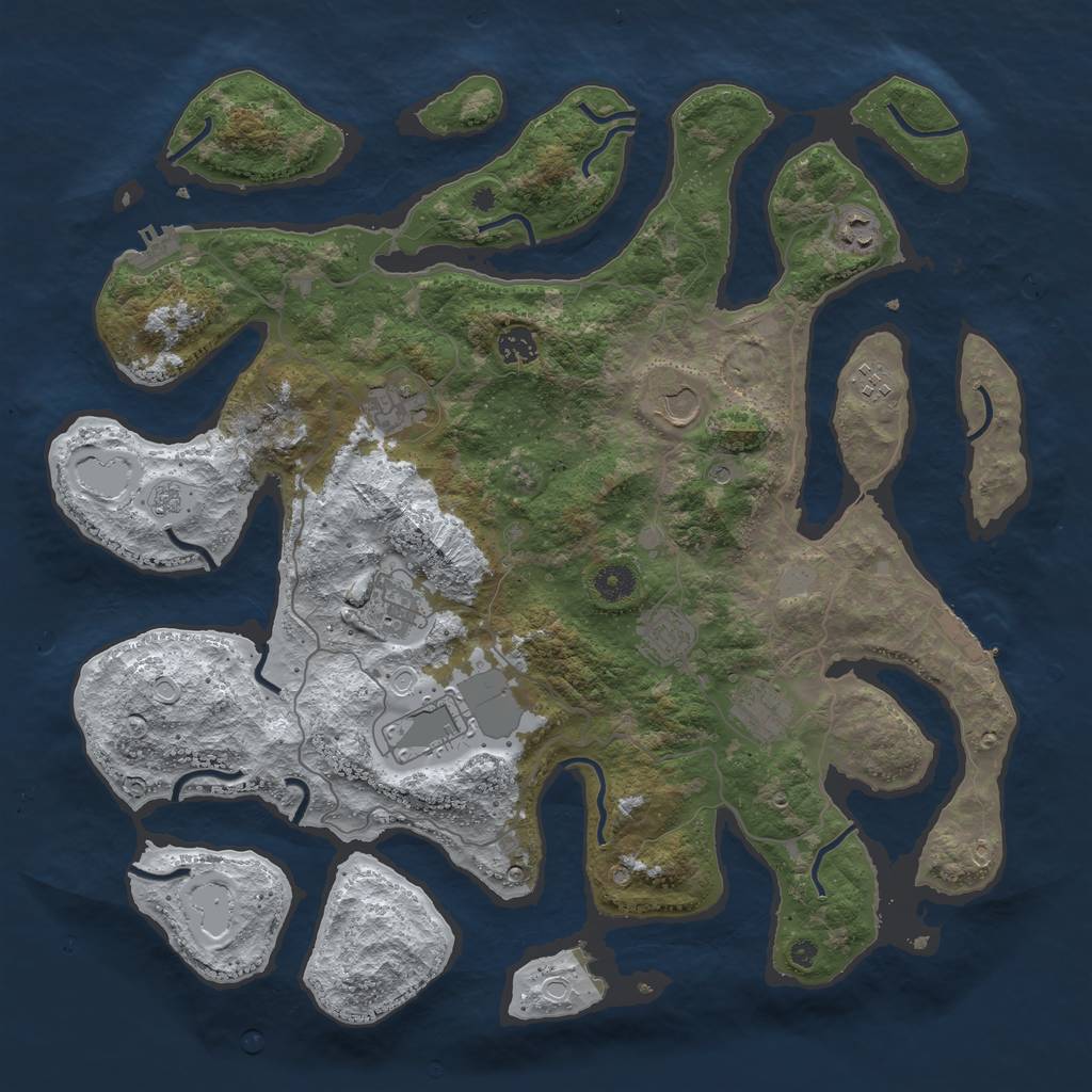 Rust Map: Procedural Map, Size: 4250, Seed: 3291599, 18 Monuments