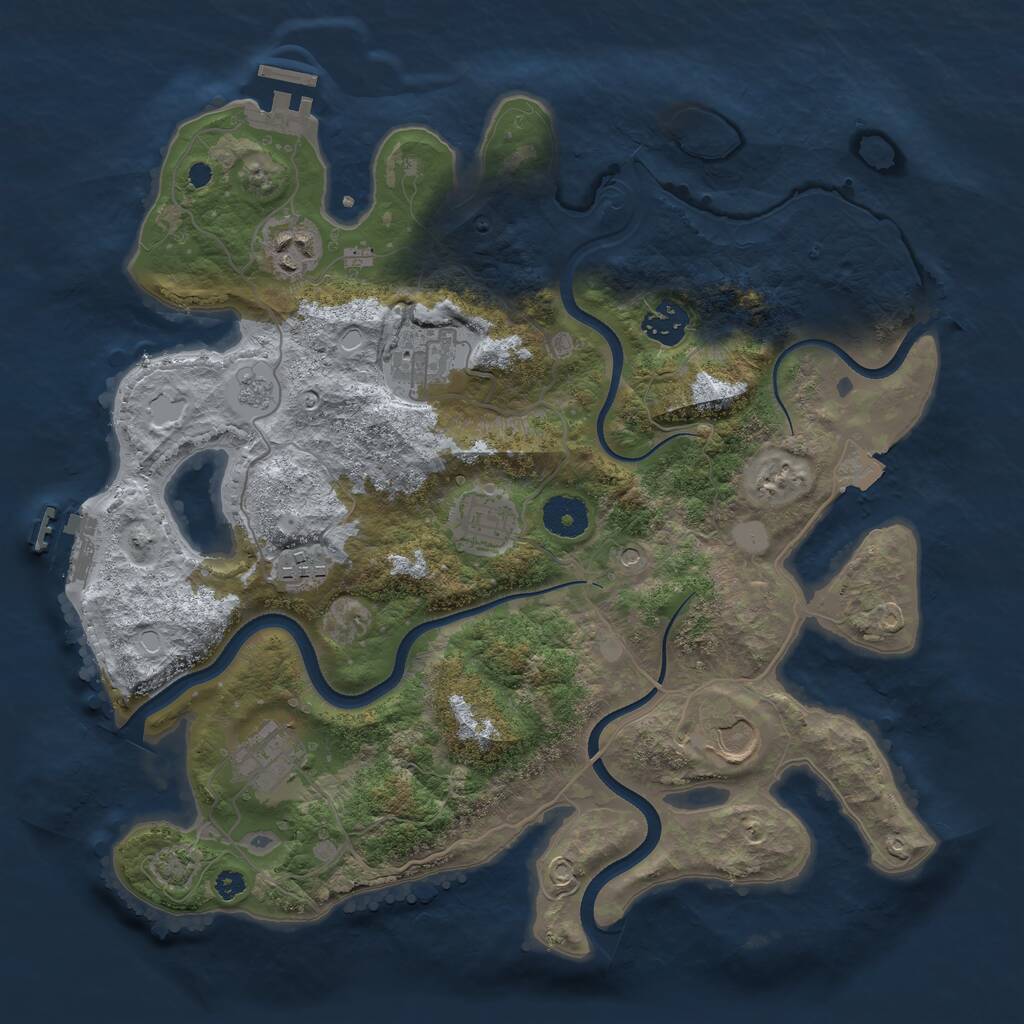 Rust Map: Procedural Map, Size: 3500, Seed: 2576254, 13 Monuments