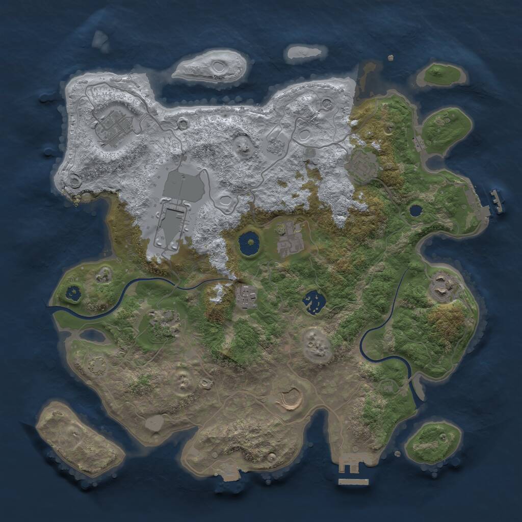 Rust Map: Procedural Map, Size: 3500, Seed: 1095226594, 15 Monuments