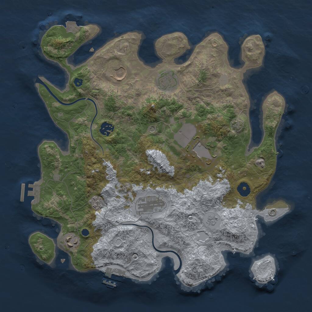 Rust Map: Procedural Map, Size: 3500, Seed: 4241688, 13 Monuments