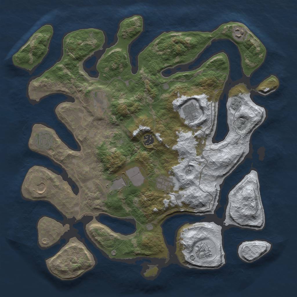 Rust Map: Barren, Size: 4050, Seed: 395600686, 13 Monuments
