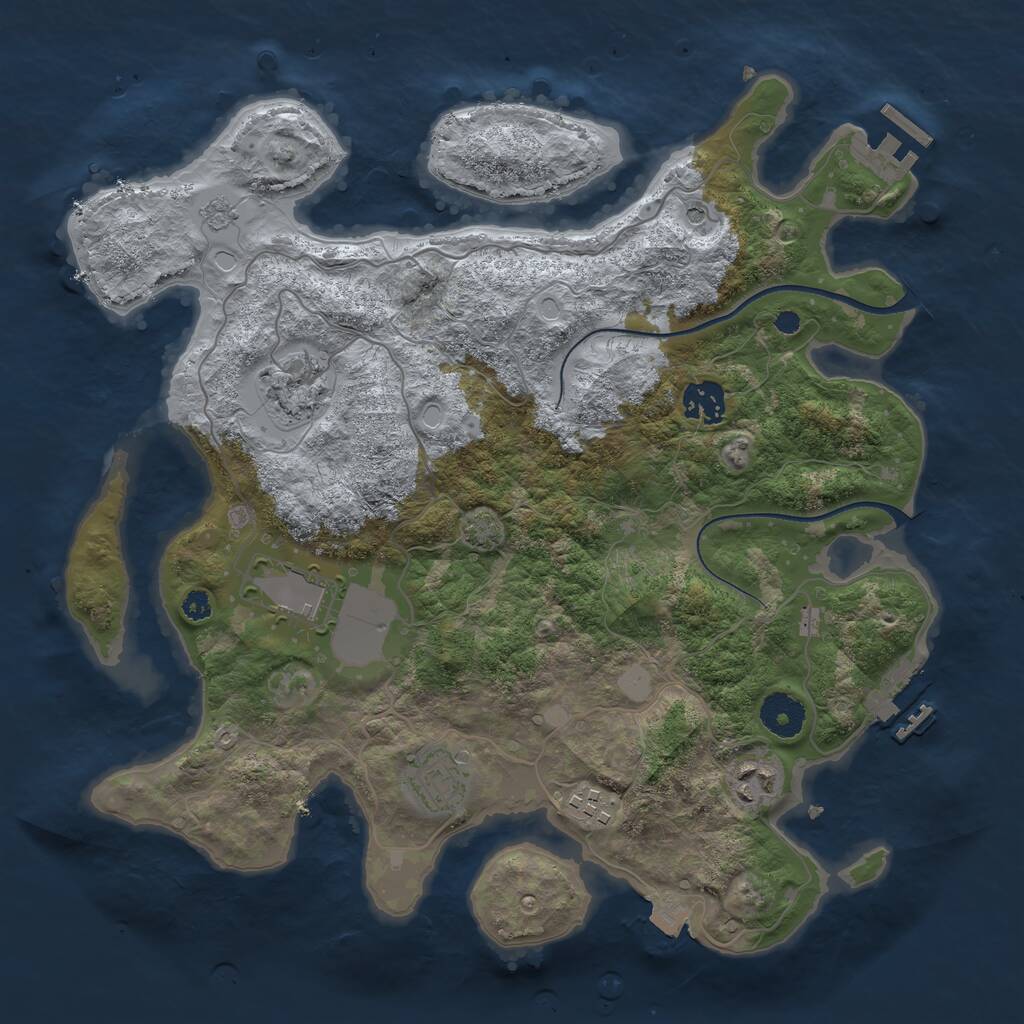 Rust Map: Procedural Map, Size: 3500, Seed: 1868609, 12 Monuments
