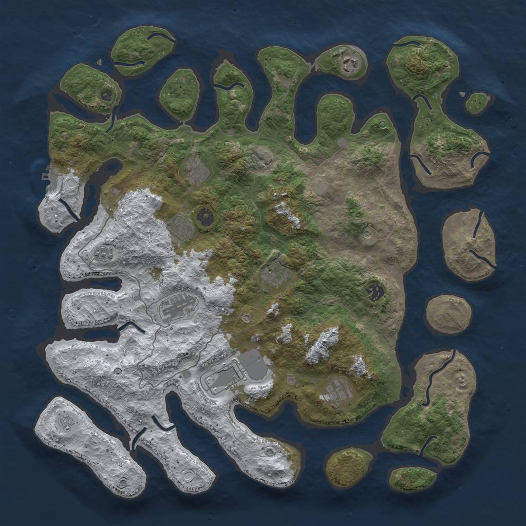 Rust Map: Procedural Map, Size: 4500, Seed: 485490, 17 Monuments