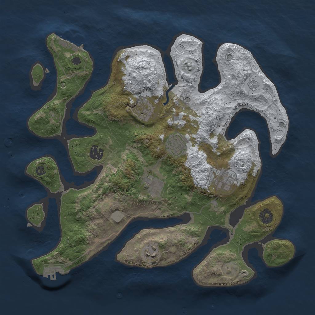 Rust Map: Procedural Map, Size: 3300, Seed: 1068781677, 15 Monuments