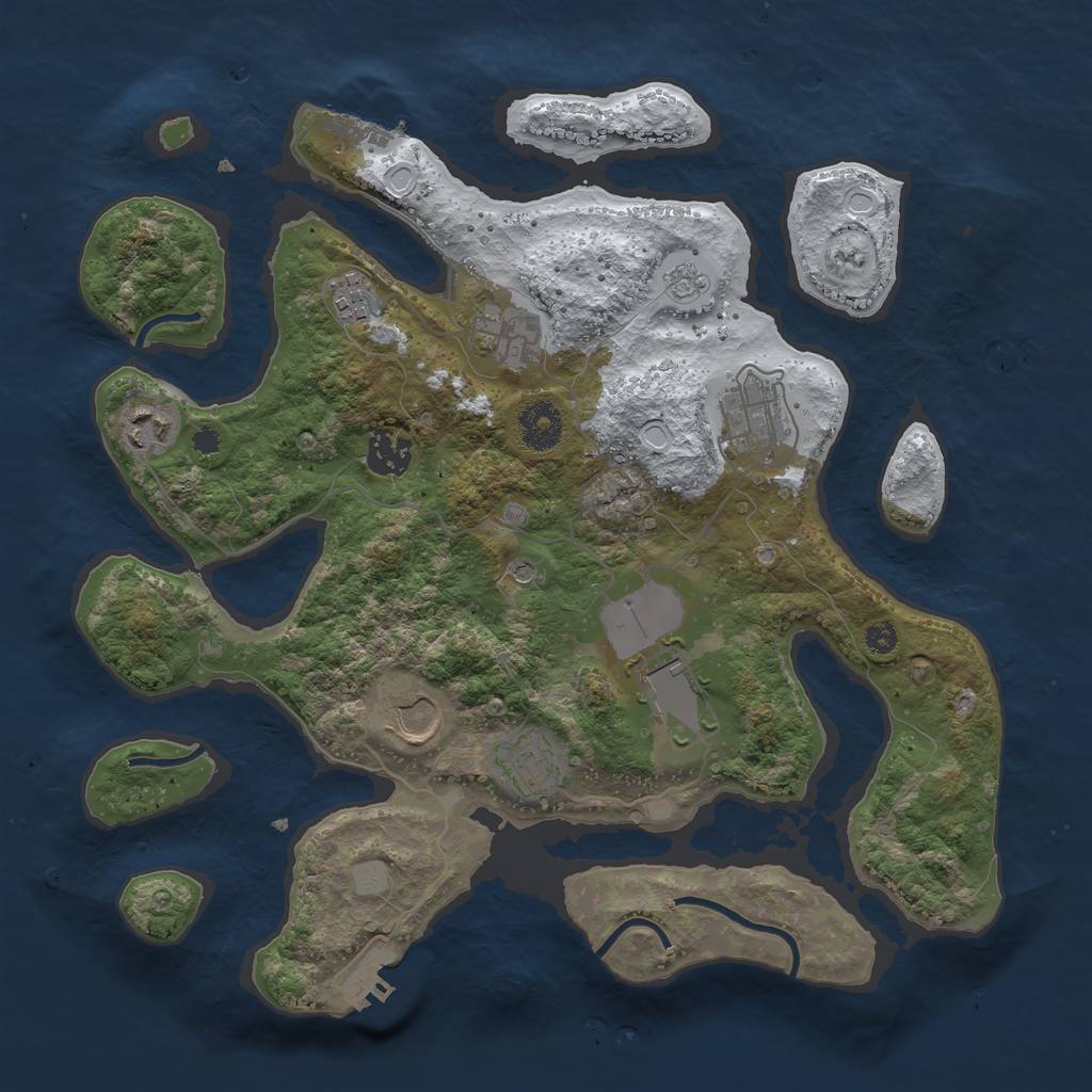Rust Map: Procedural Map, Size: 3500, Seed: 1756335775, 17 Monuments