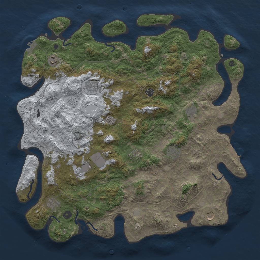 Rust Map: Procedural Map, Size: 4500, Seed: 4355237, 19 Monuments