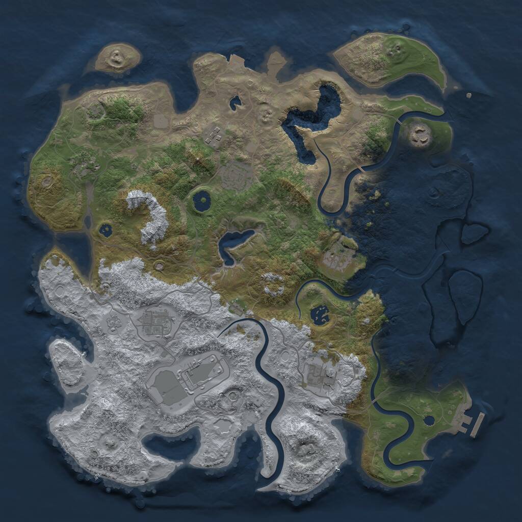 Rust Map: Procedural Map, Size: 4050, Seed: 1611129045, 14 Monuments