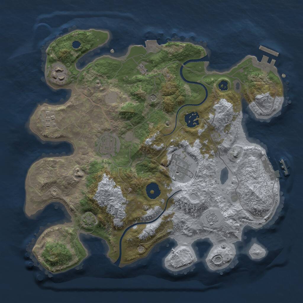 Rust Map: Procedural Map, Size: 3000, Seed: 1108329281, 11 Monuments