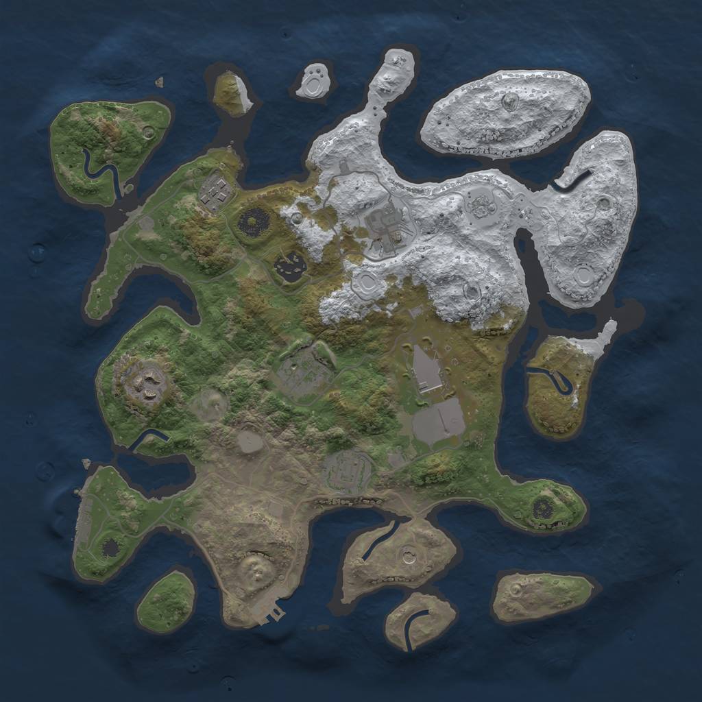 Rust Map: Procedural Map, Size: 3500, Seed: 1022198738, 16 Monuments