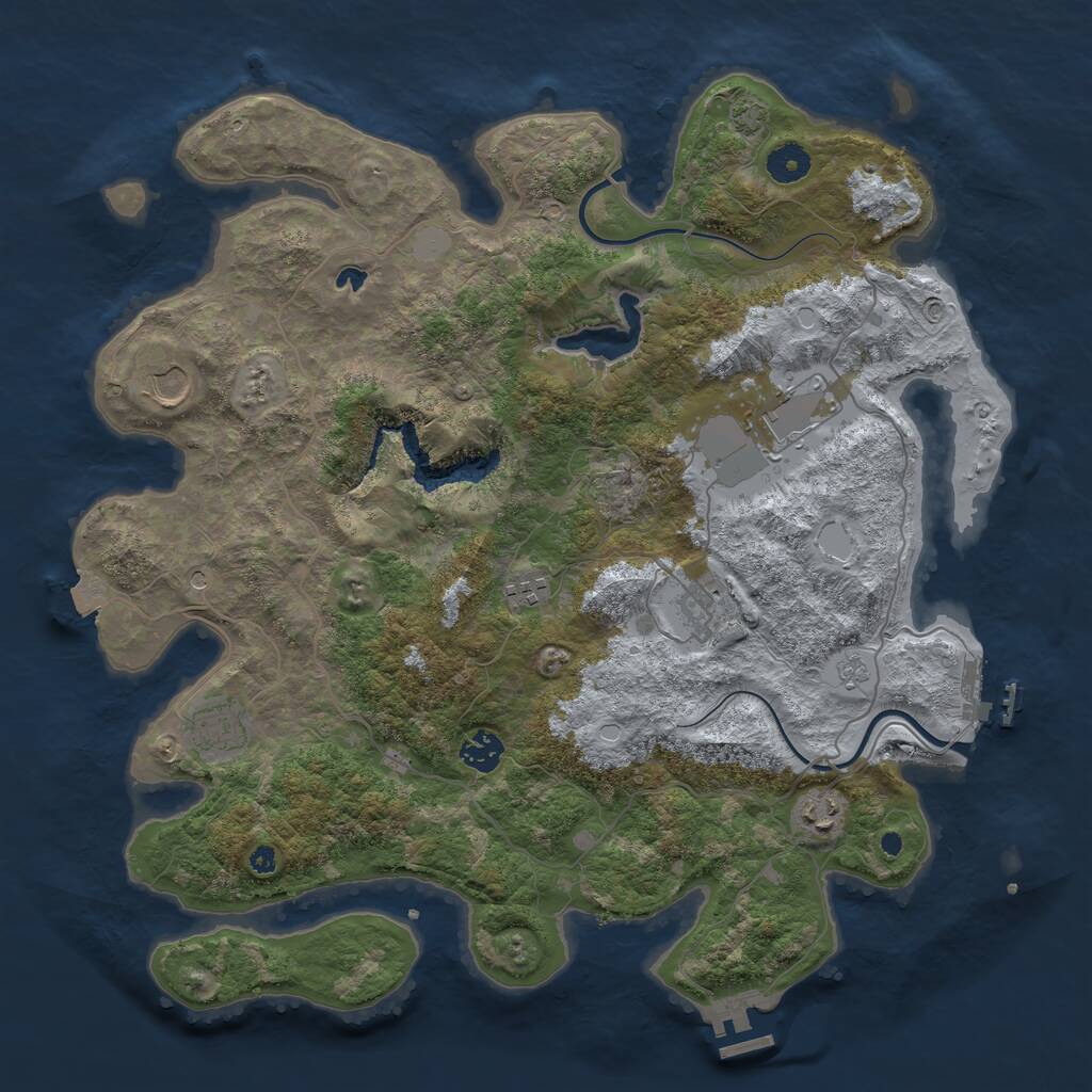 Rust Map: Procedural Map, Size: 4000, Seed: 1903869291, 13 Monuments