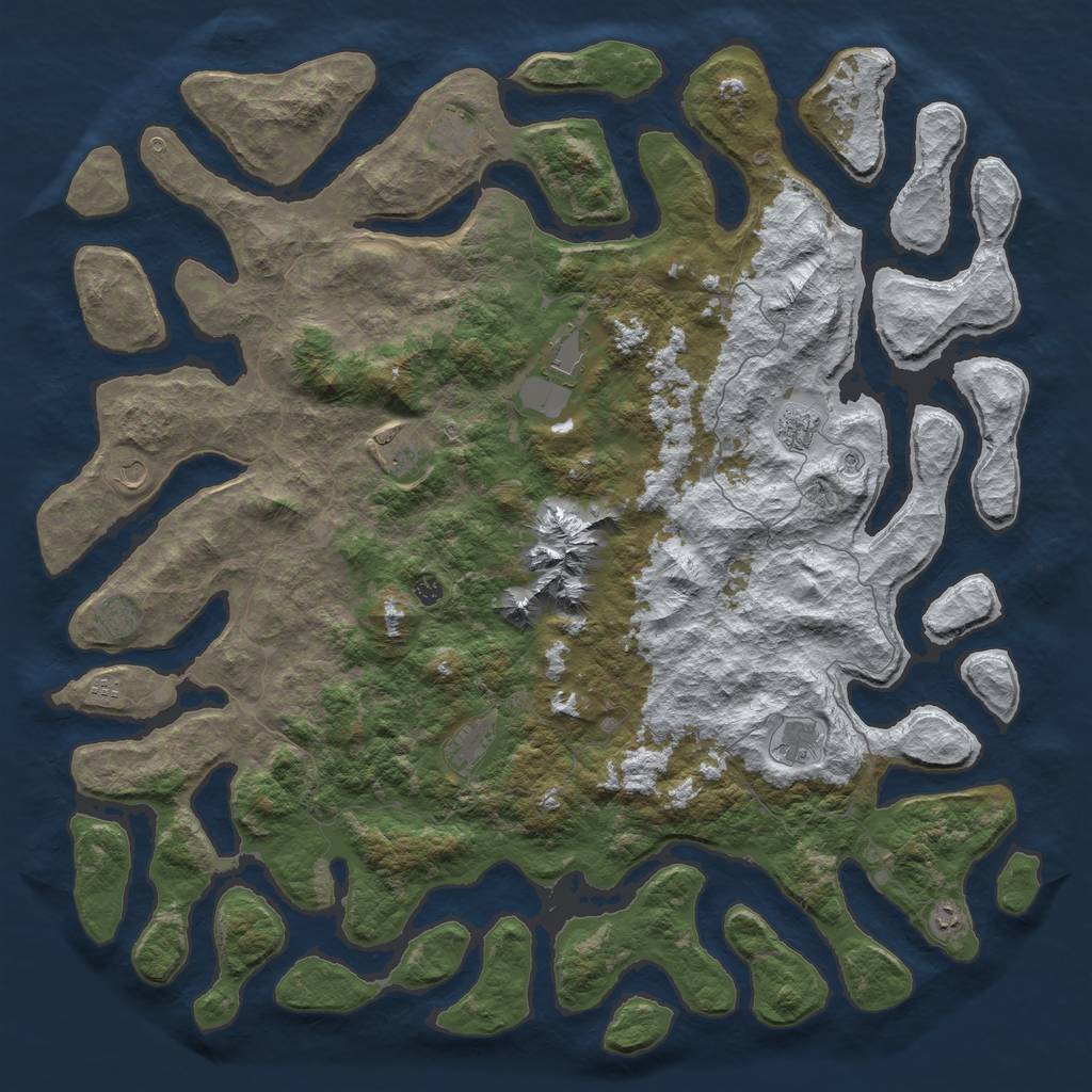 Rust Map: Barren, Size: 6000, Seed: 75395632, 14 Monuments