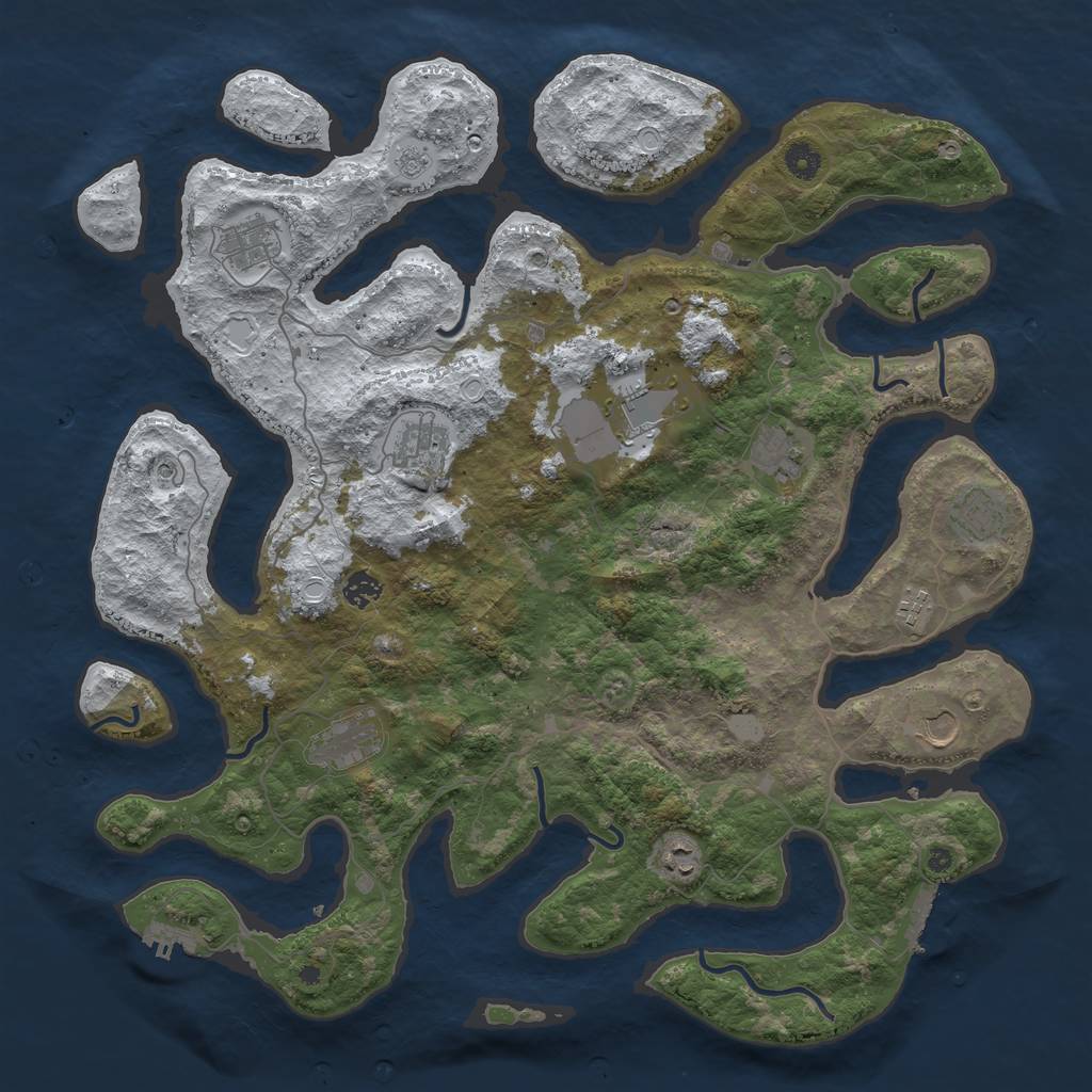 Rust Map: Procedural Map, Size: 4500, Seed: 159256, 19 Monuments