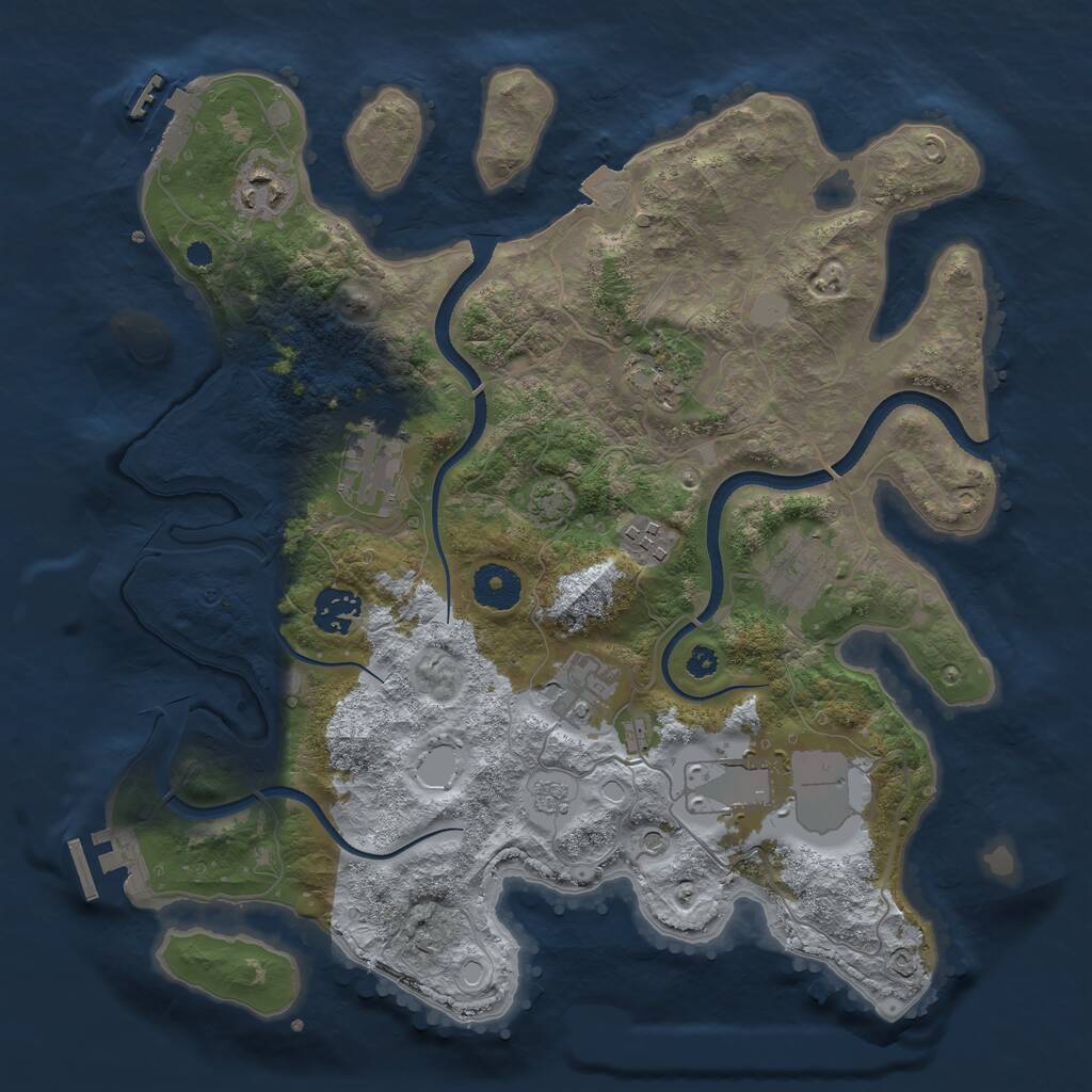 Rust Map: Procedural Map, Size: 3500, Seed: 3975476, 14 Monuments