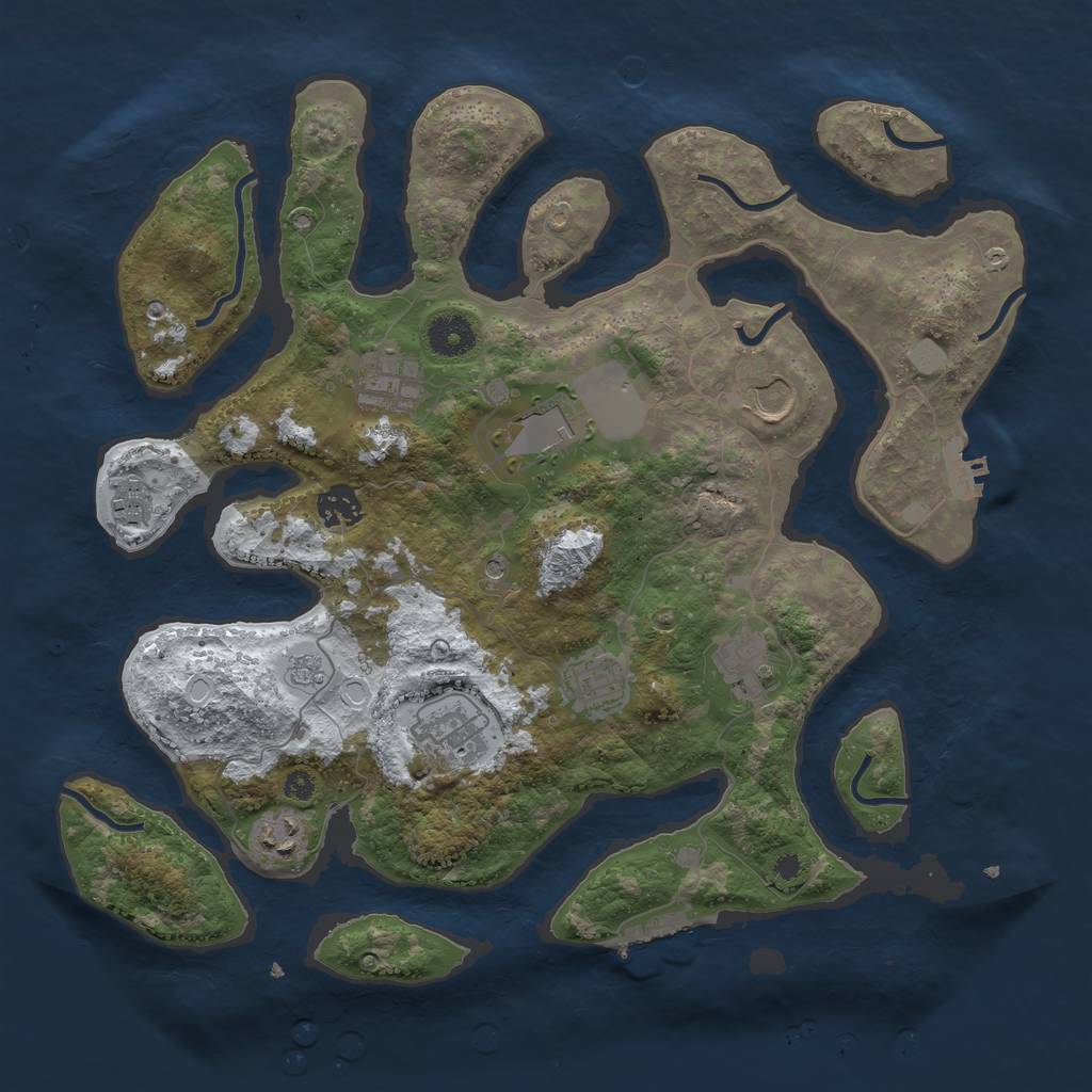 Rust Map: Procedural Map, Size: 3700, Seed: 5055, 18 Monuments