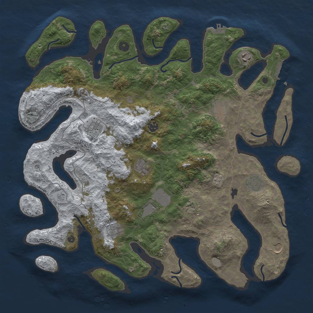 Rust Map: Procedural Map, Size: 4500, Seed: 478654, 20 Monuments
