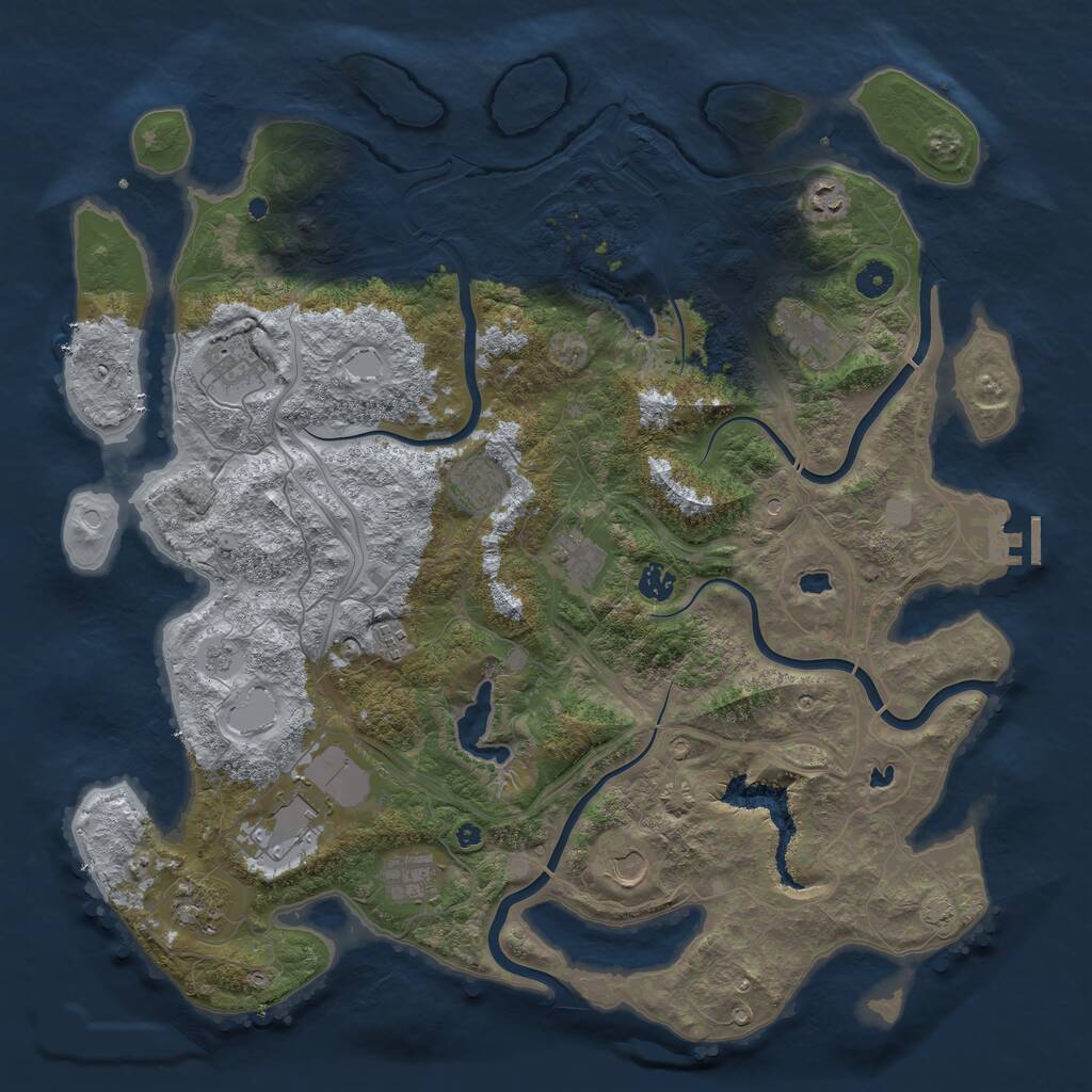 Rust Map: Procedural Map, Size: 4500, Seed: 4631824, 16 Monuments