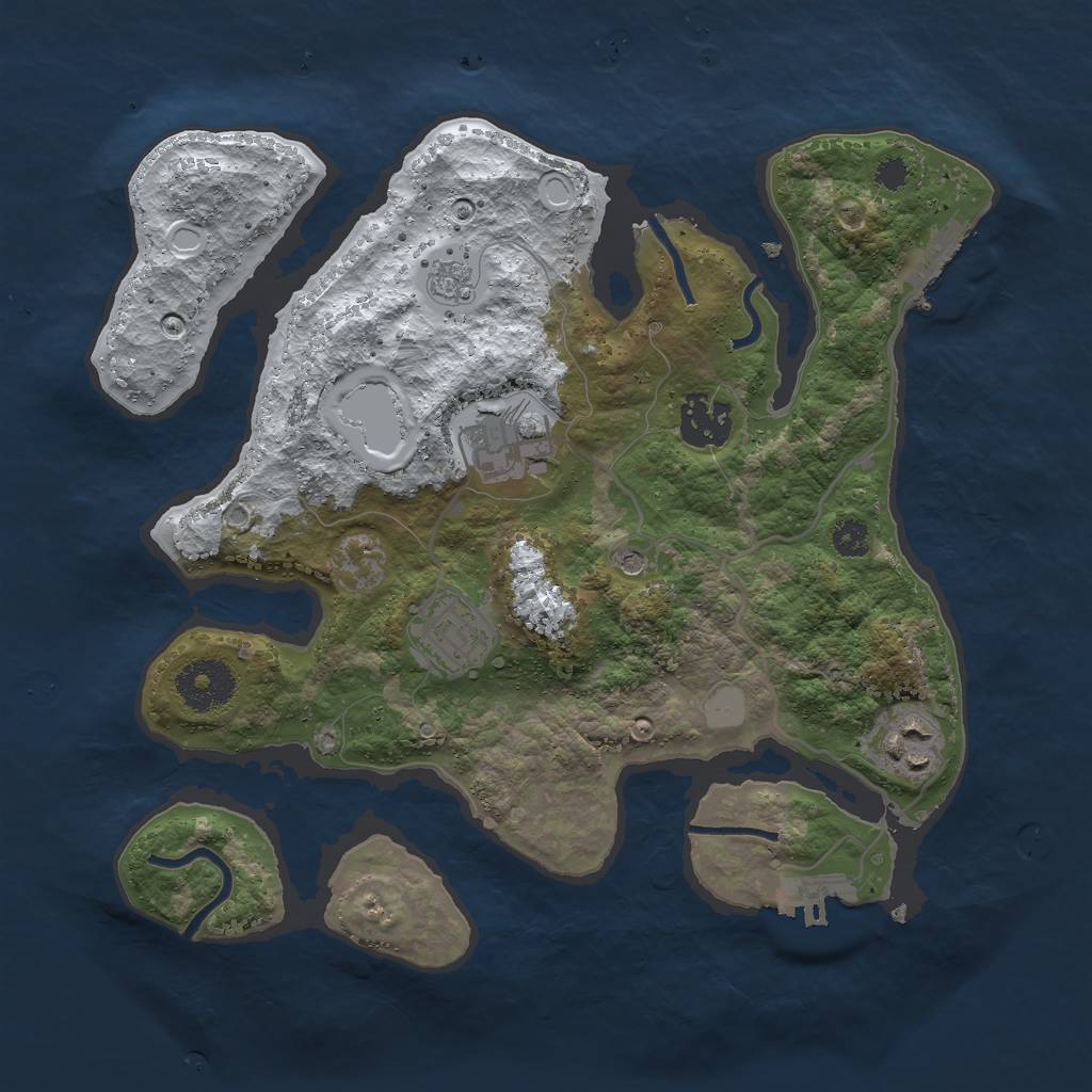 Rust Map: Procedural Map, Size: 3000, Seed: 1232950070, 13 Monuments