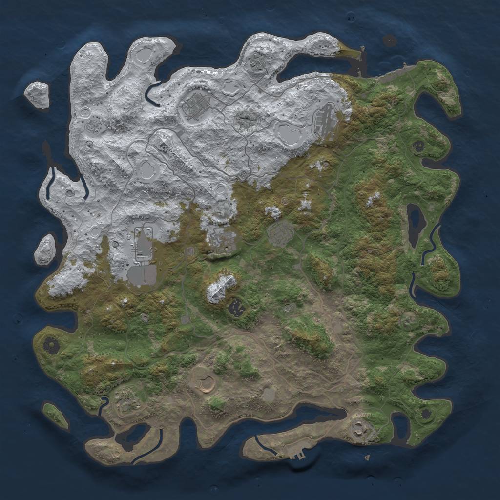 Rust Map: Procedural Map, Size: 4500, Seed: 536752, 19 Monuments