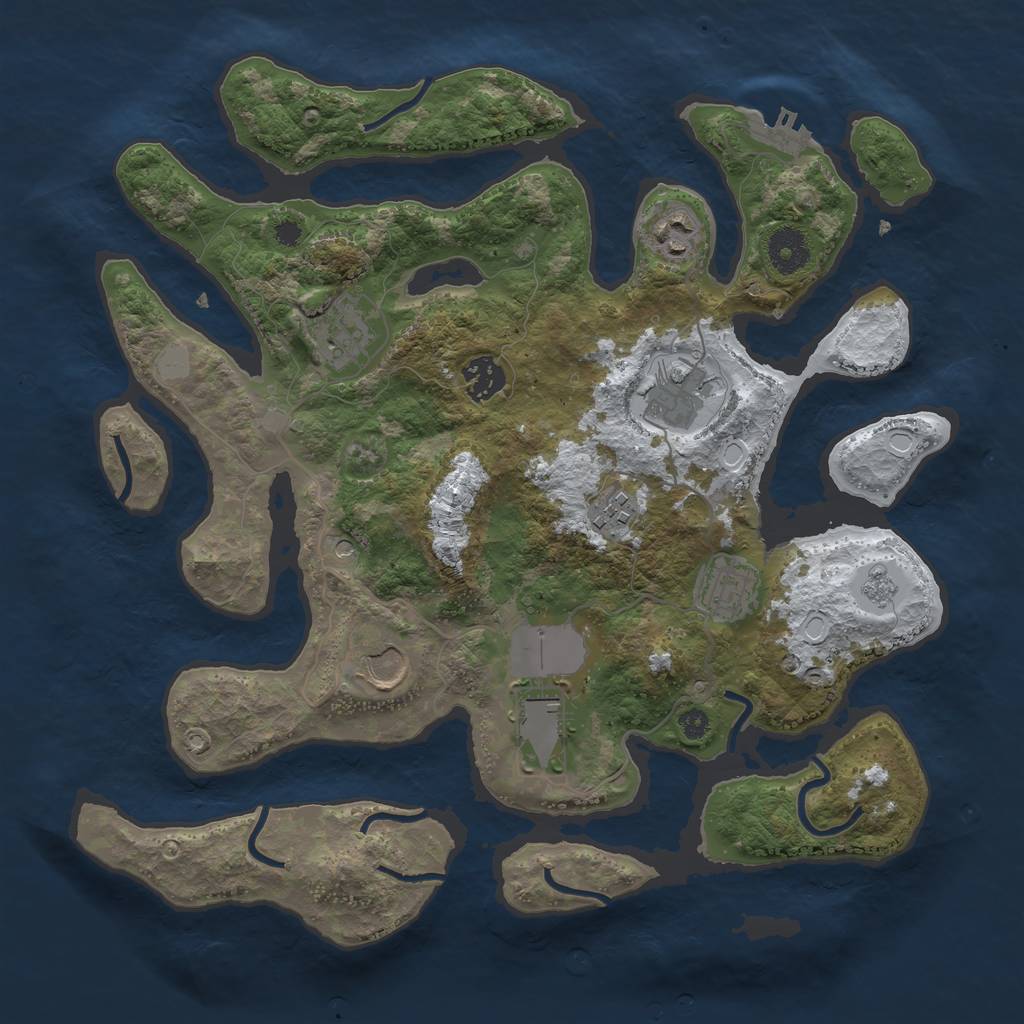 Rust Map: Procedural Map, Size: 3550, Seed: 81201, 16 Monuments