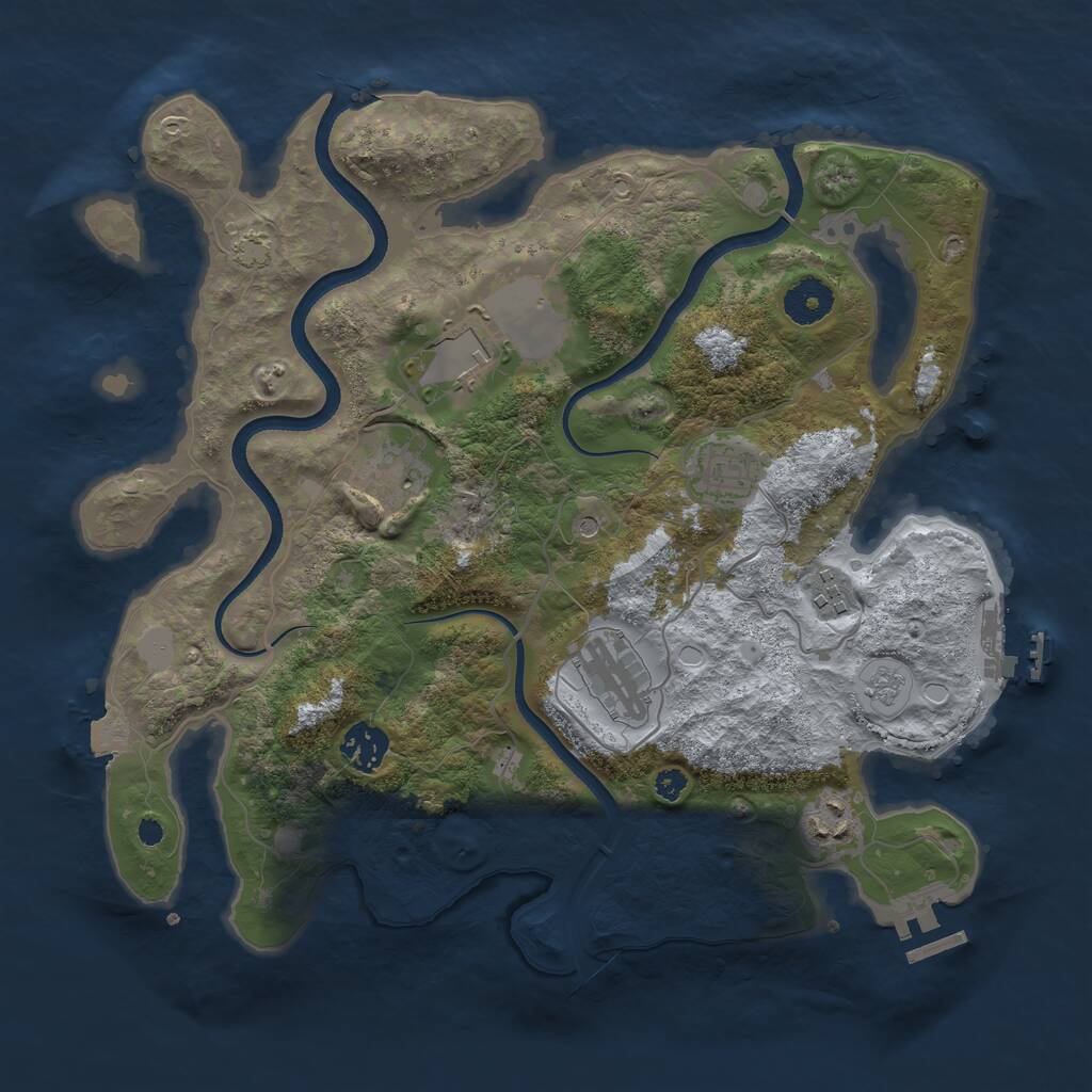 Rust Map: Procedural Map, Size: 3500, Seed: 5723399, 13 Monuments