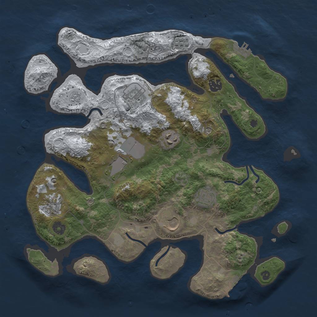 Rust Map: Procedural Map, Size: 3550, Seed: 972543, 17 Monuments